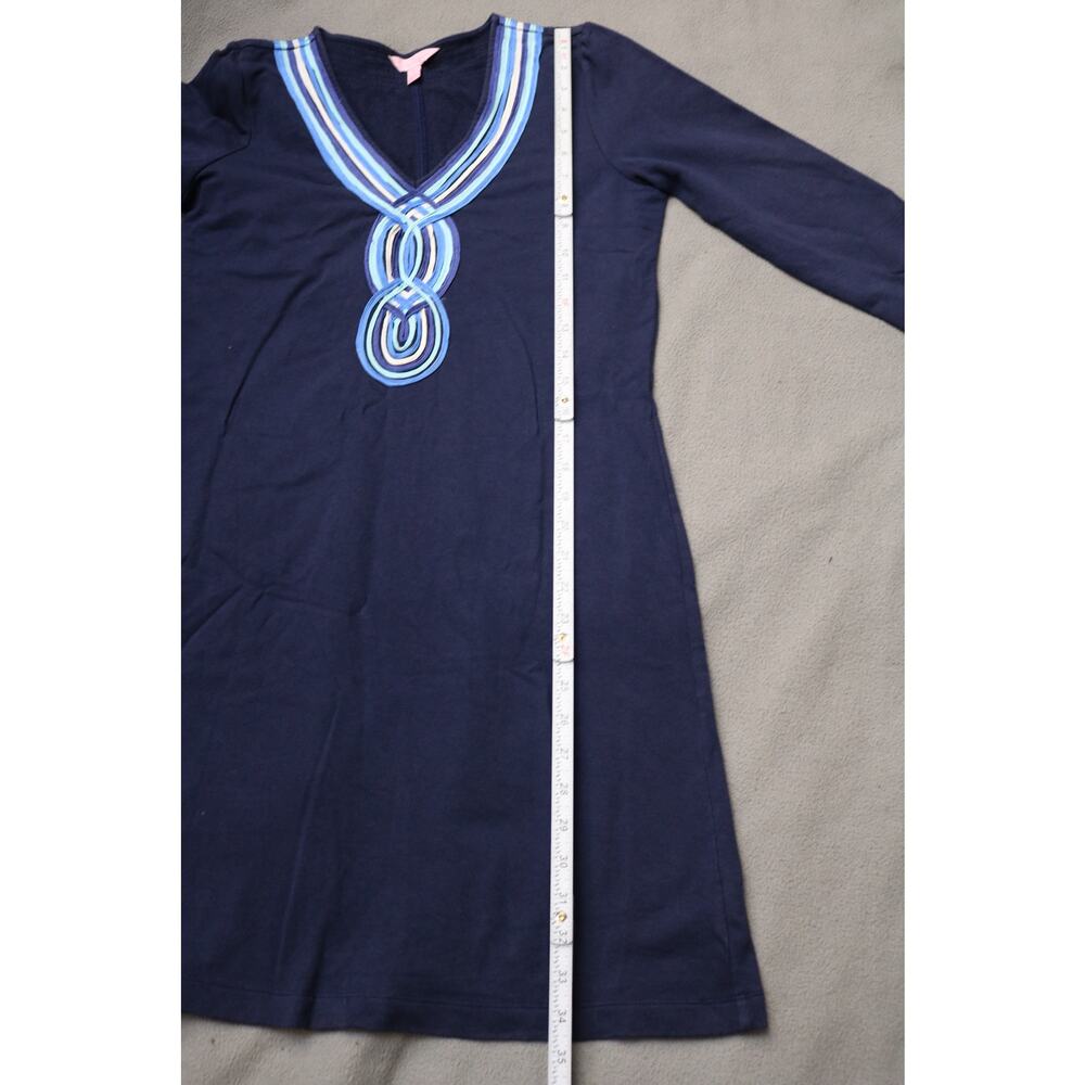 LILLY PULITZER Dress Women Small Navy String Accent Pullover Quarter Sleeve - Picture 3 of 16